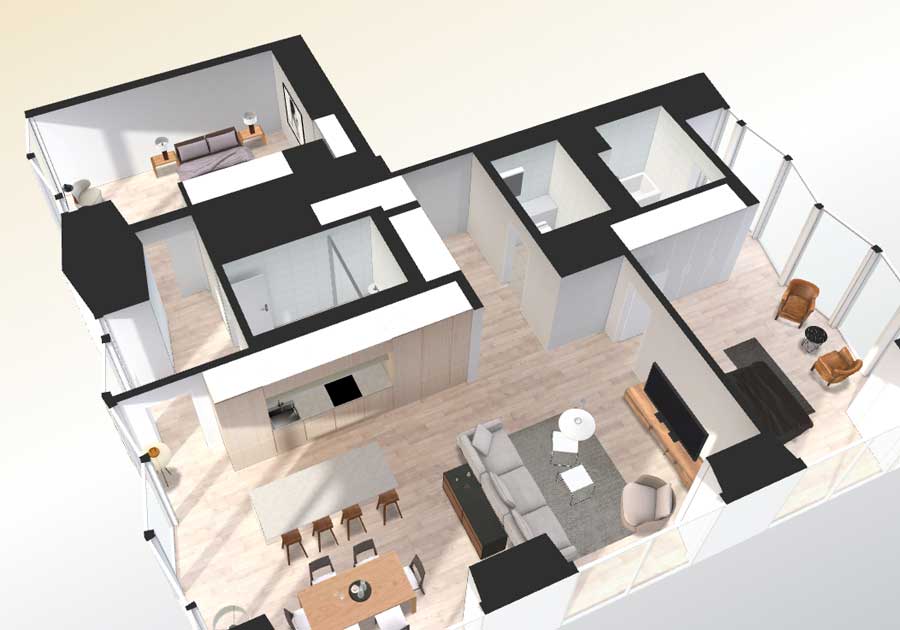 House floor plan design in 3D