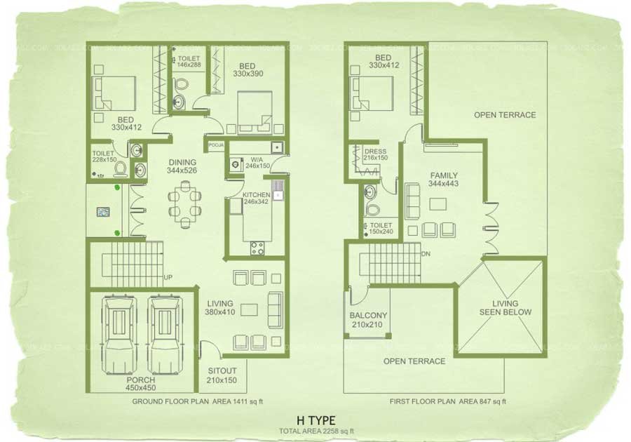 Apartment 2D Floor Plan, India