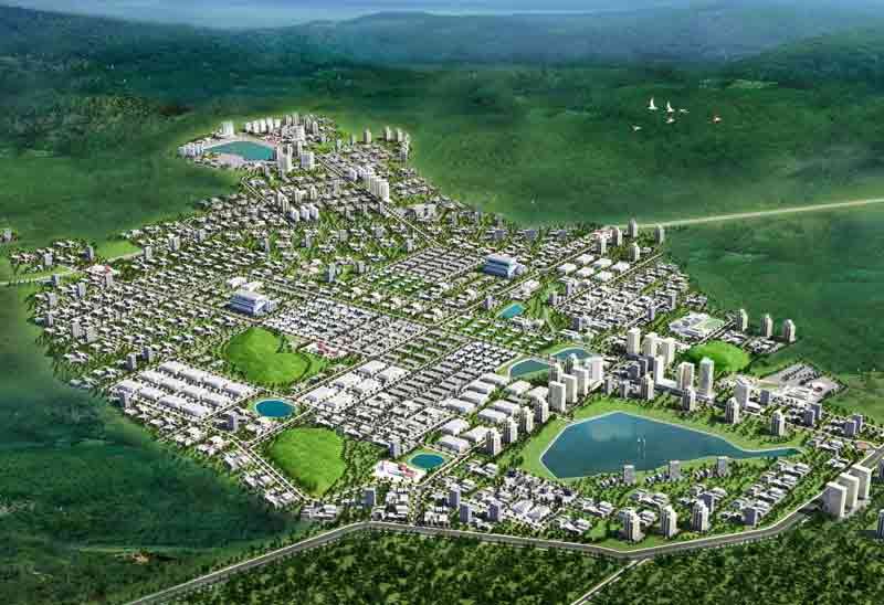Aerial 3D view of a large township project in India