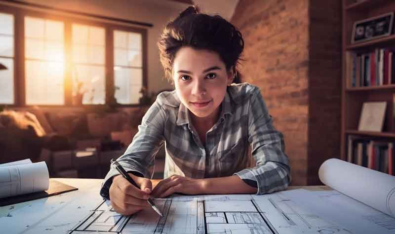 An interior designer at work