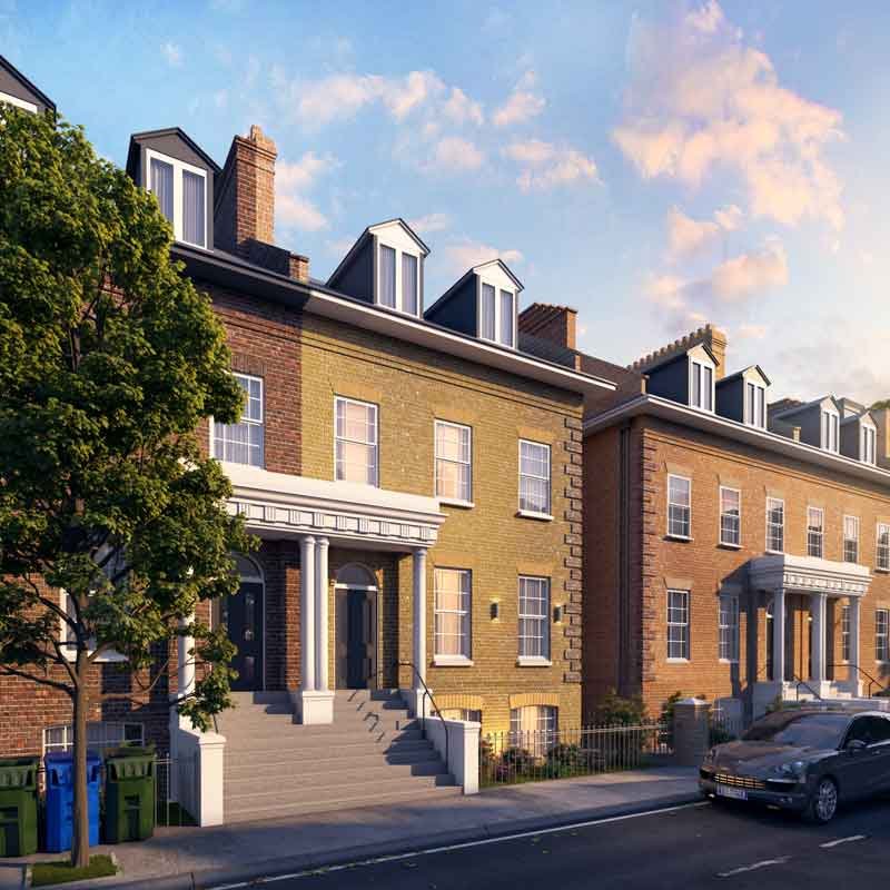 3D exterior view of an apartment in London