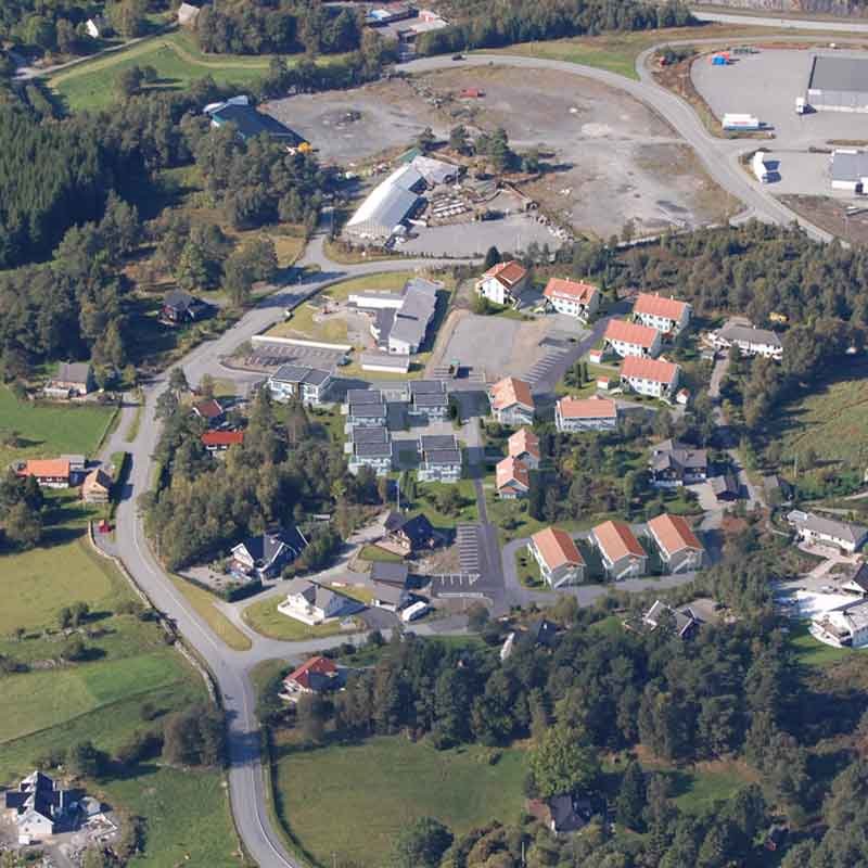 3D photomontage aerial view of villa project in Olderdalen, Norway