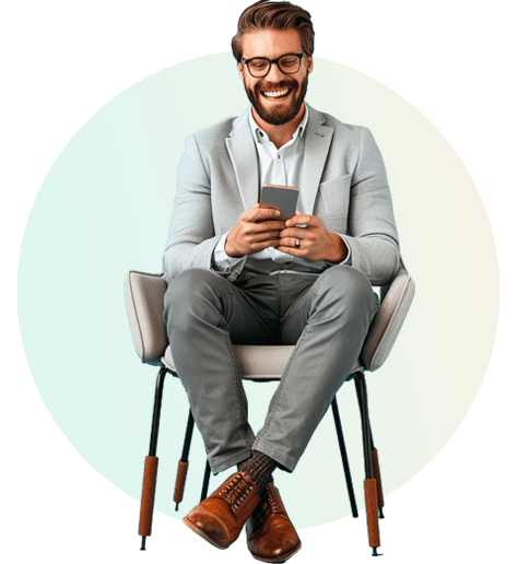 A man watching 3D walkthrough animation video on mobile