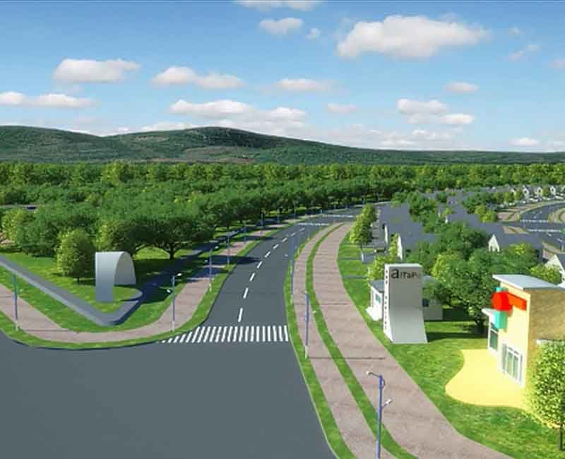 Aitape township 3d aerial view render