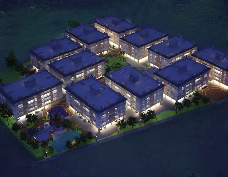 Aerial 3d rendering for an apartment in Coimbatore