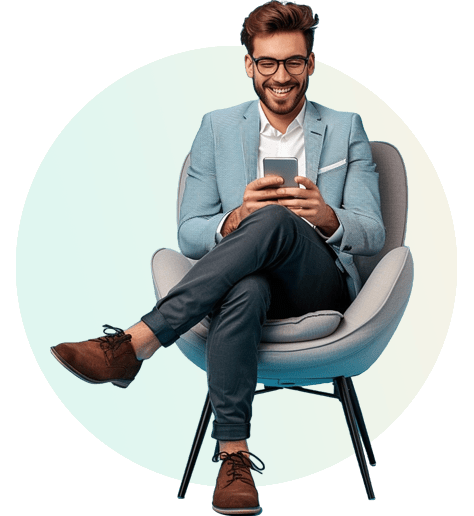 An architect watching apartment 3d virtual tour on mobile
