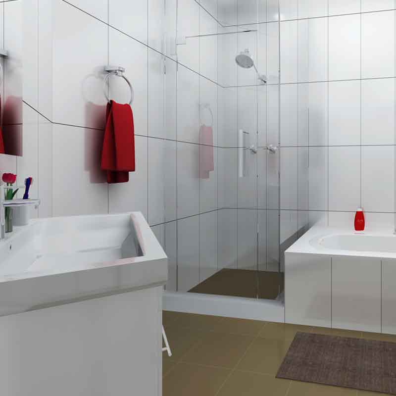 Apartment bathroom 3D design and render