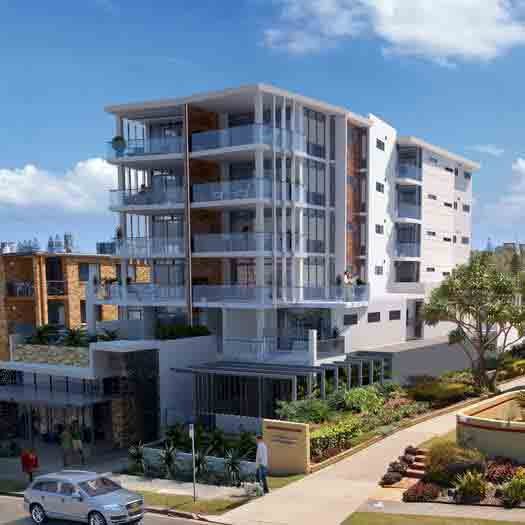 Apartment building exterior 3D render view