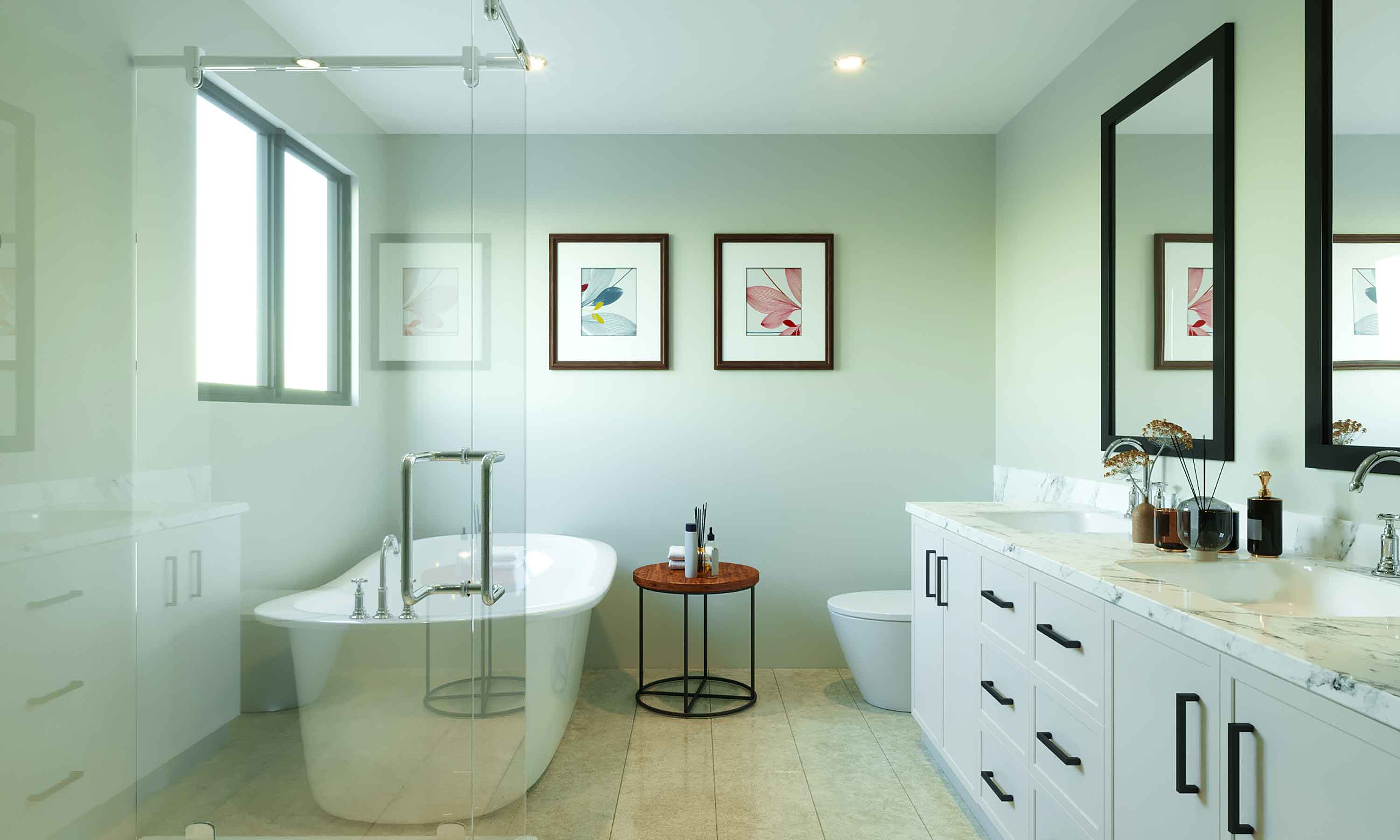 Bathroom 3d design and rendering for a townhome in Canada