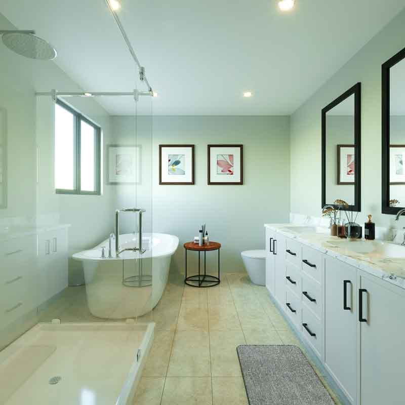 3d rendered view of a home bathroom in Abbotsford, Canada