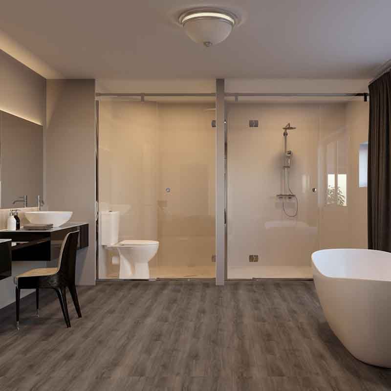 3D interior rendering showing a luxury bathroom in Crystal Condominium in Florida