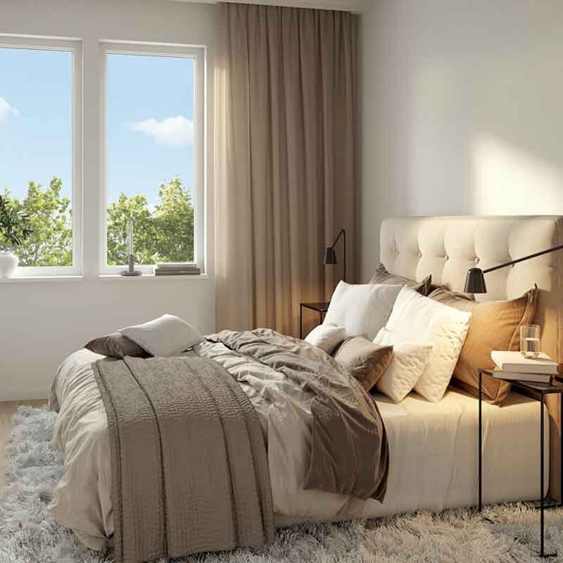 Bedroom 3D design and render for a mixed-use development in Canada