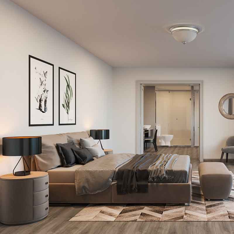 Bedroom 3D render view of a condominium in Florida