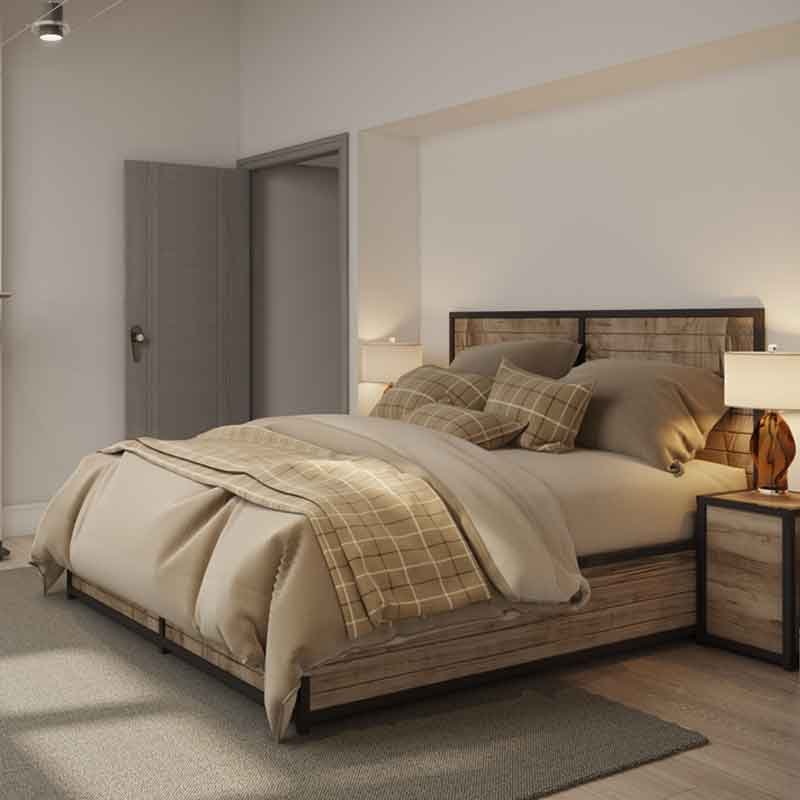 Bedroom 3D render view of an apartment in London