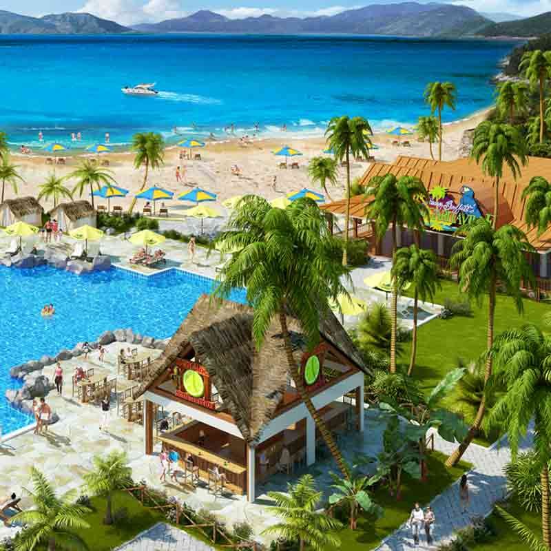 Bird's eye view of Miami beach resort in Miami, Florida