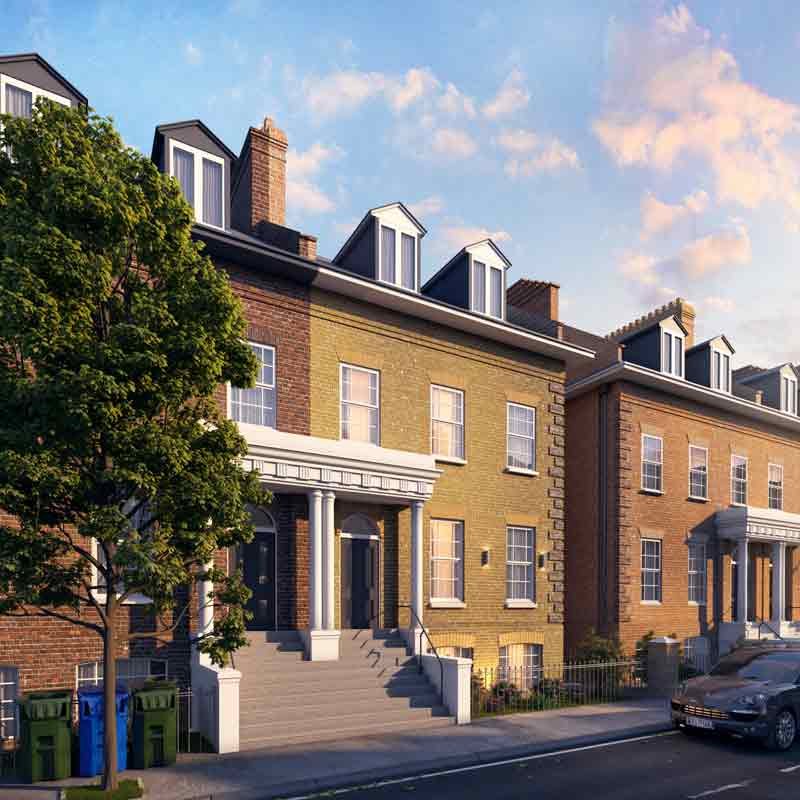 3D render image showing the exterior view of Brunswick Apartment in London