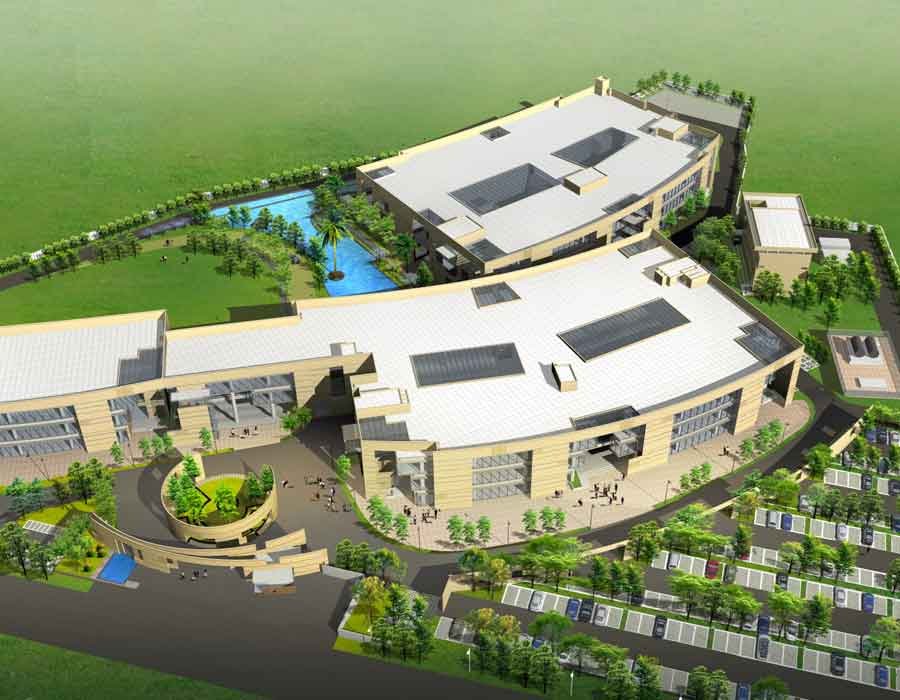 Aerial 3d view of a business park in Bangalore, India