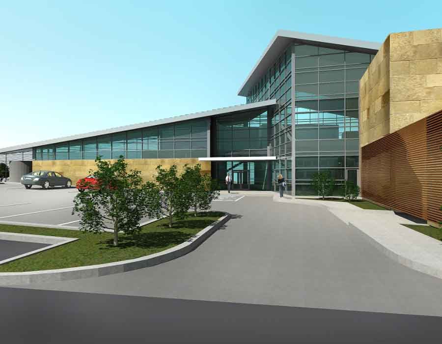 3D render view of a business centre in North Carolina, United States 