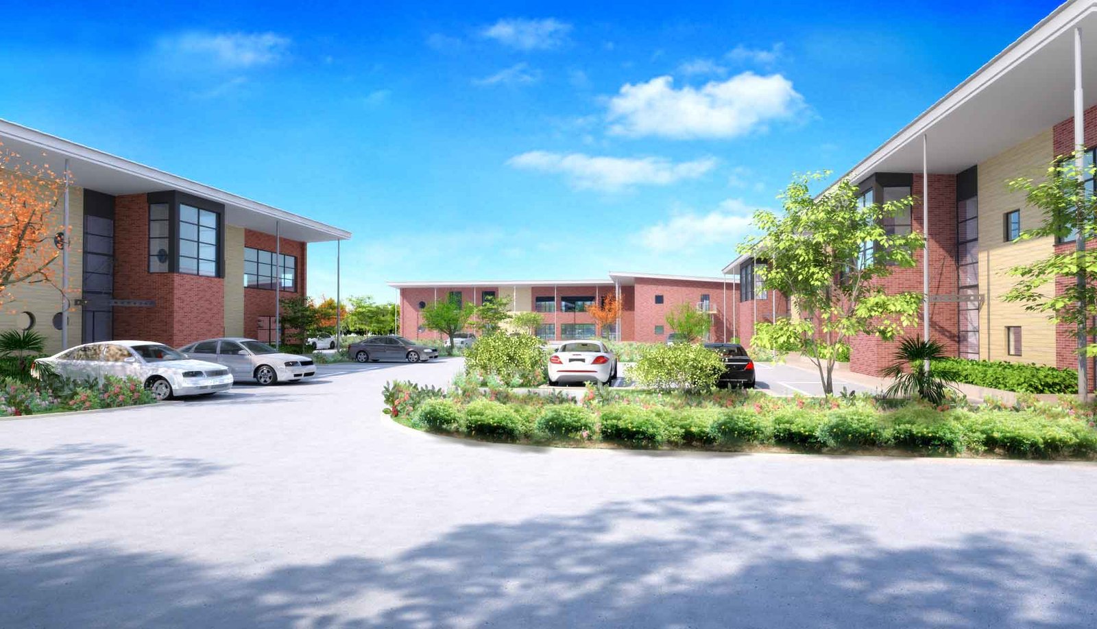 Exterior 3D perspective view of a business park in Tees Valley, England