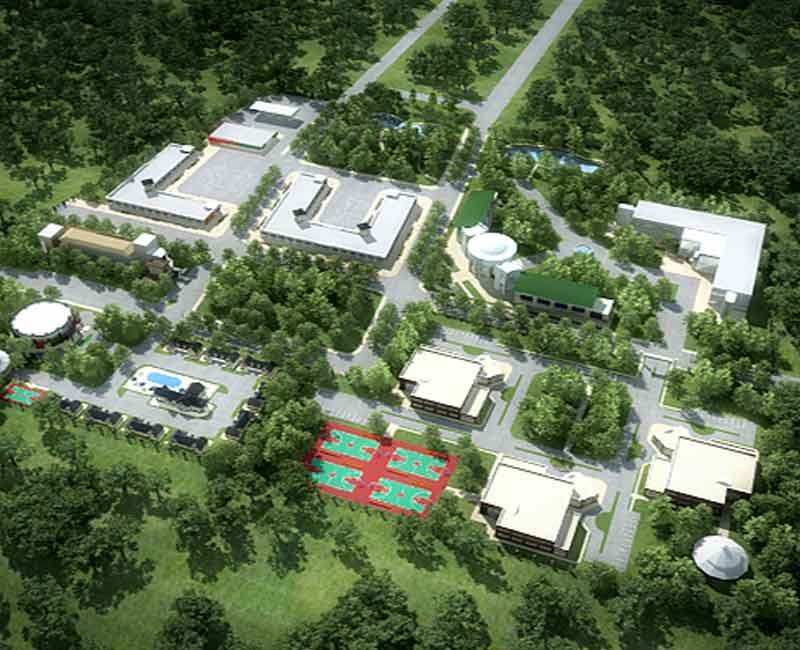 Aerial 3D view of a business park in Rincon, Georgia, United States 