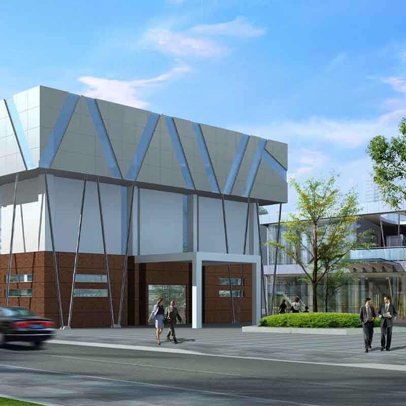 Exterior 3D perspective view rendering for a Business Park in Hyderabad