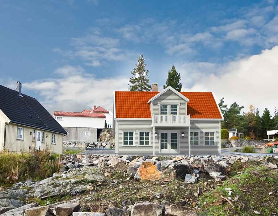 3D photomontage rendering of a house in Haug, Ringerike, Norway
