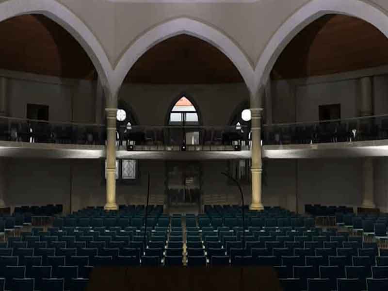 Interior 3D rendering for rock tower church in London
