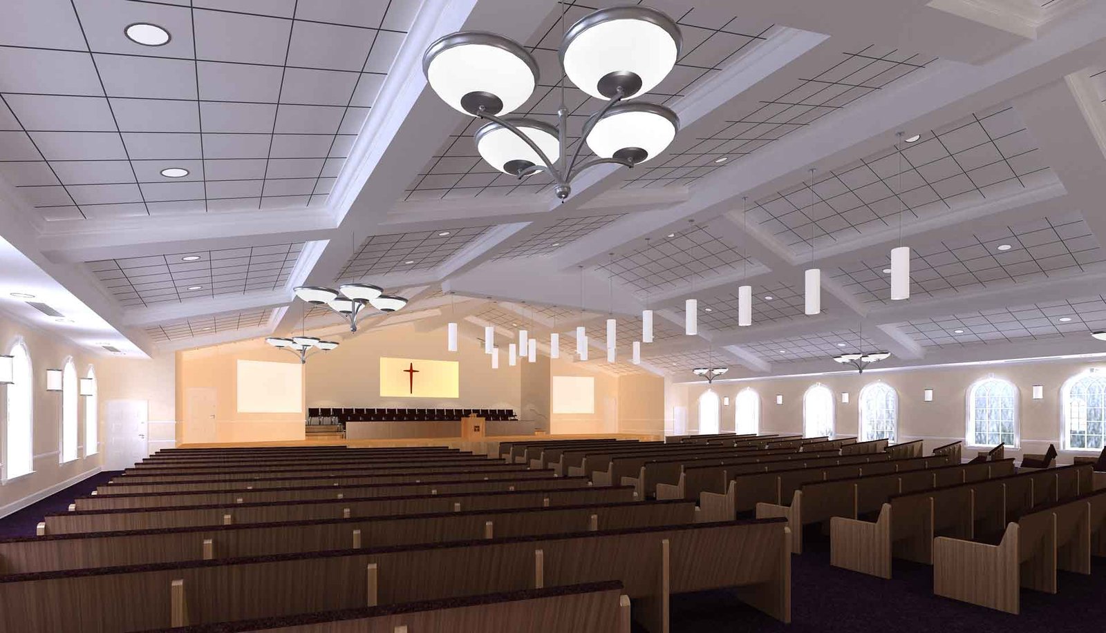 Church interior 3d rendering for providence missionary baptist Church in Rockingham, NC