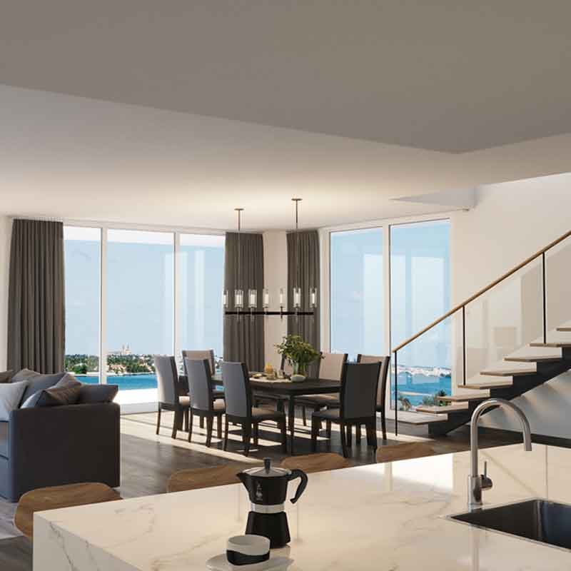 Dining room 3D view of Crystal condominium in Florida