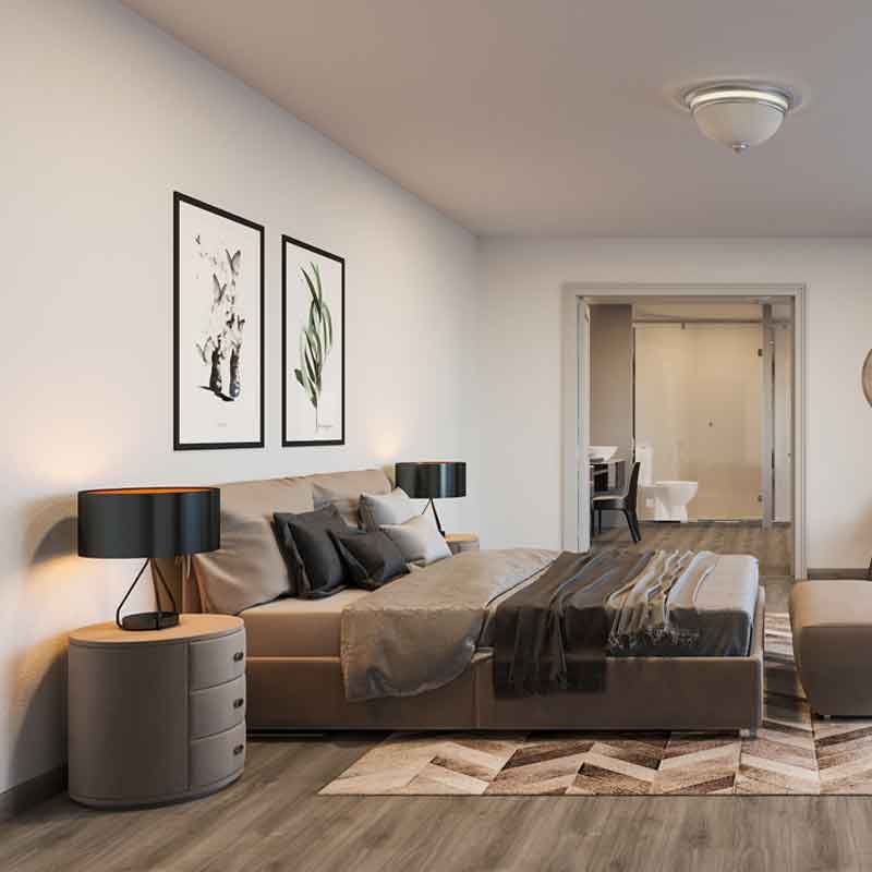 Bedroom 3d render view for a condominium in Florida 
