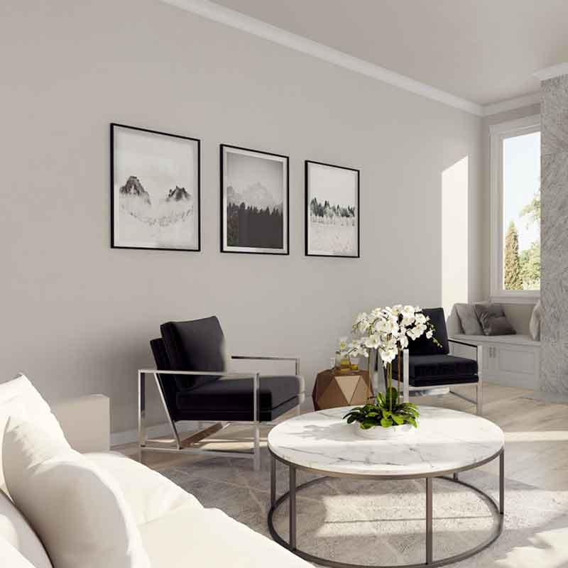 Condomonium living room 3d design and rendering 