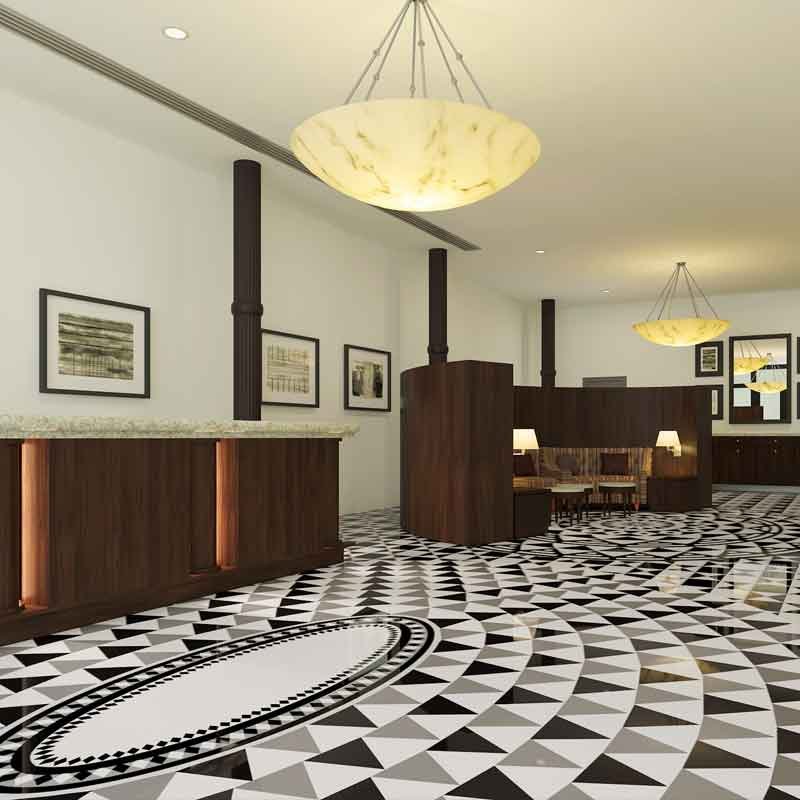 Condominium lobby interior 3D design and rendering