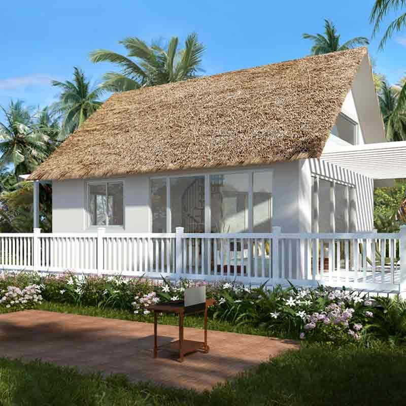 Exterior 3D view of a cottage house in panama