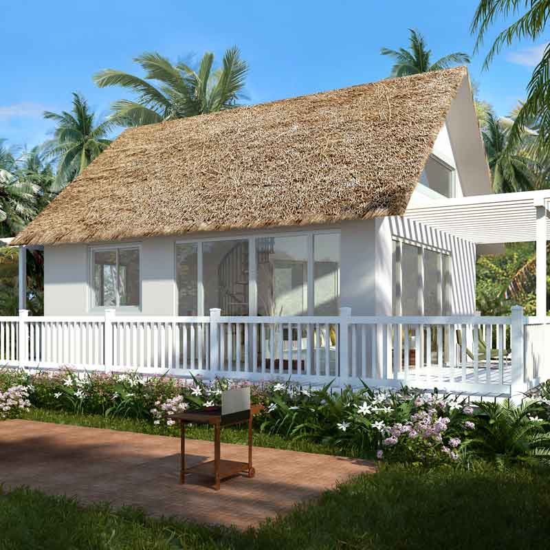 Exterior 3d render view of a vacation home in Panama