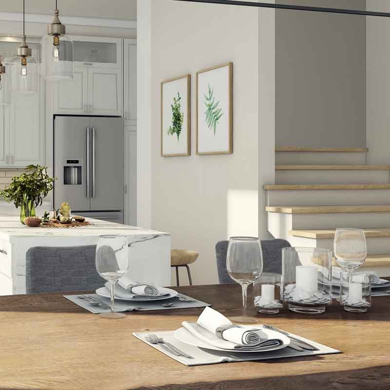 3d visualization for dining cum kitchen design