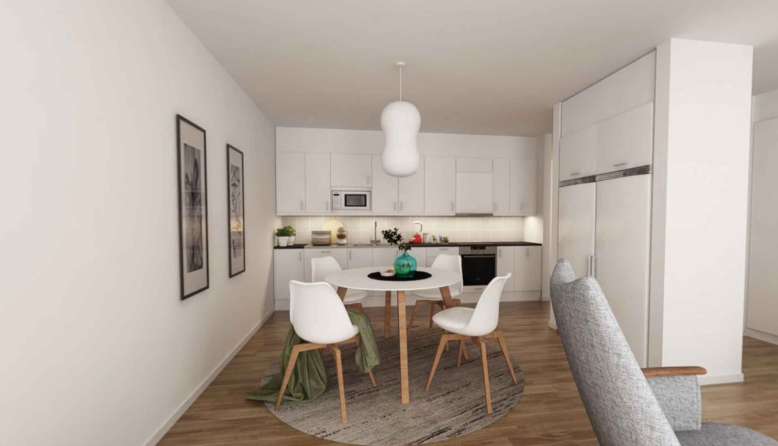 360 degree rendered view of a dining room