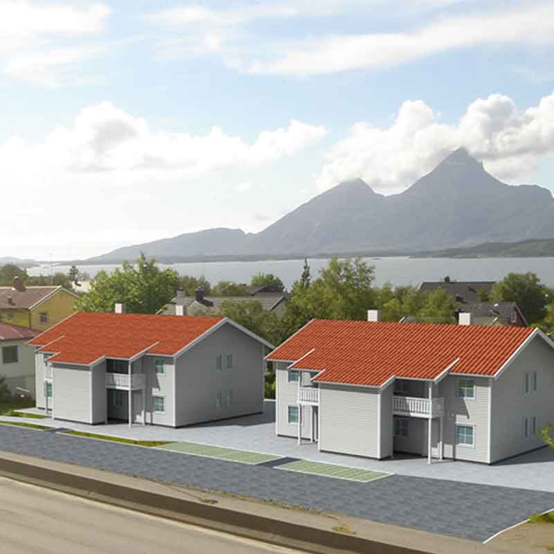 3d photomontage view of a double storey house in Oslo, Norway 