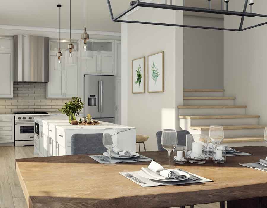 Family dining room 3D render view