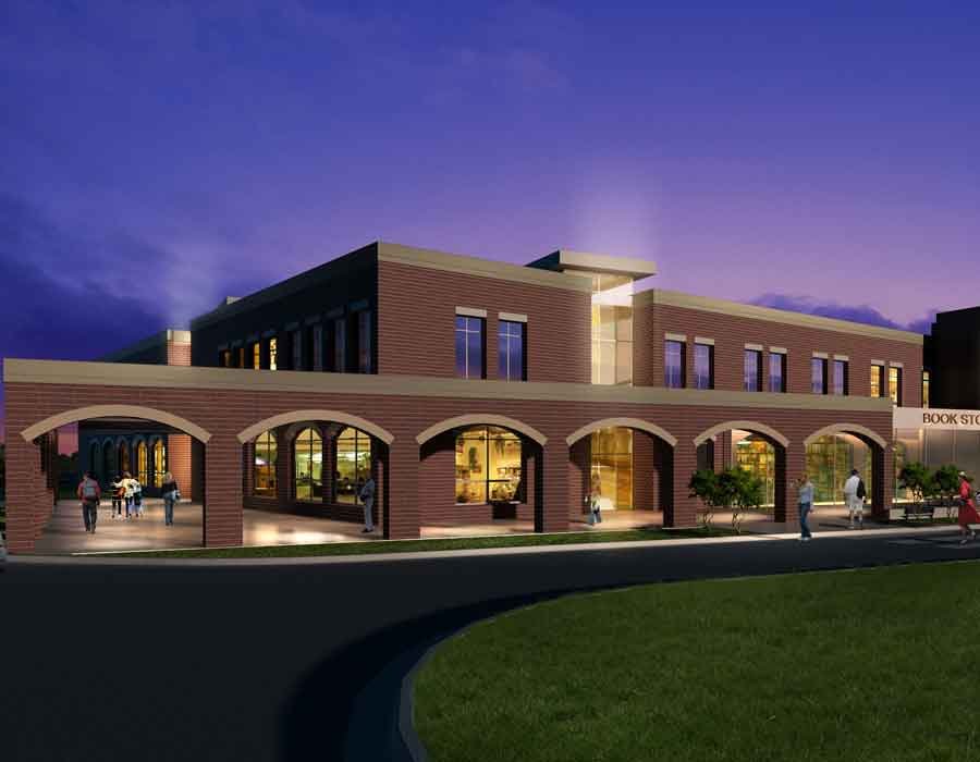 Exterior 3D rendering from a technical community college in North Carolina