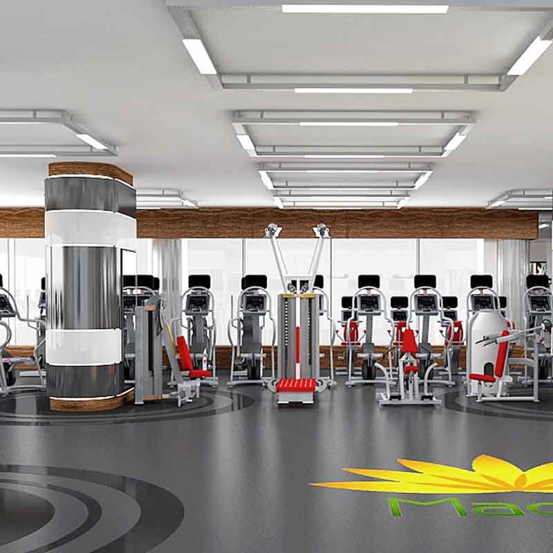 Cardio area 3d render view of a fitness centre in Hong Kong