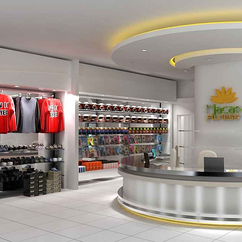 3d interior design and rendering for a reception area in a health club in Hong Kong