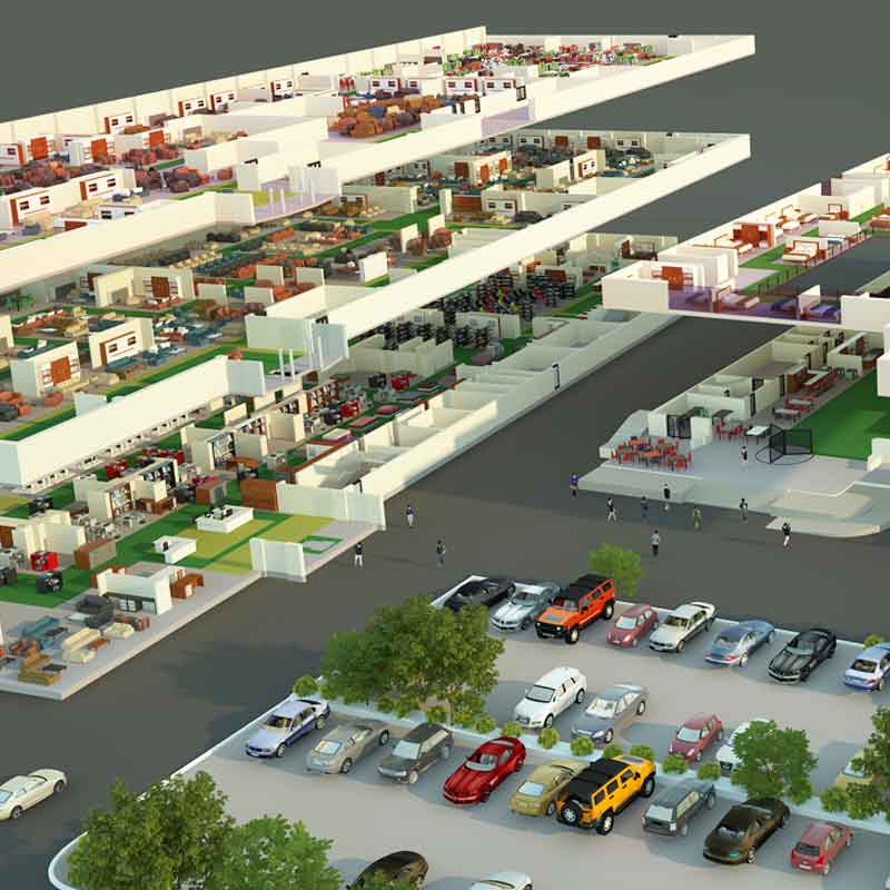 3D floor plan rendering for a furniture store in Estenfeld, Germany