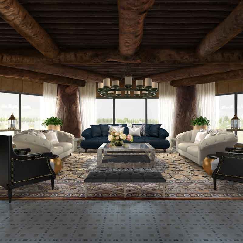Living room interior 3d render image of Rana's bungalow in Dubai