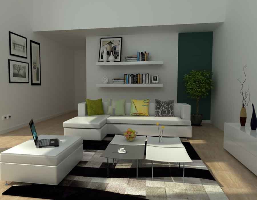 Living room interior design and 3d visualization for a home in Mumbai, India
