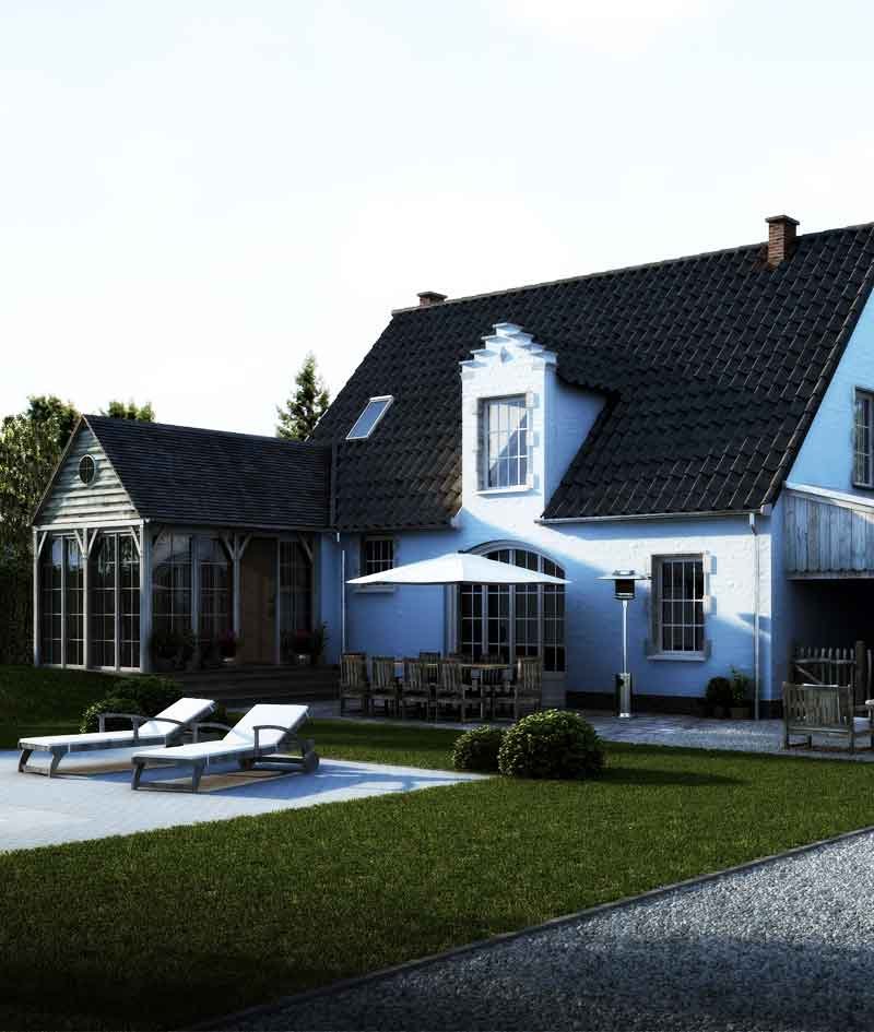 3D exterior view of a home in United States