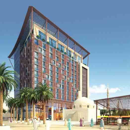 Exterior 3D view of a 5-star hotel in Saudi Arabia