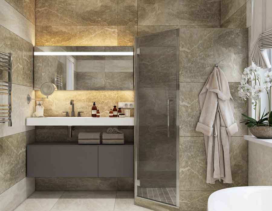 Hotel bathroom 3d design and rendering in Singapore