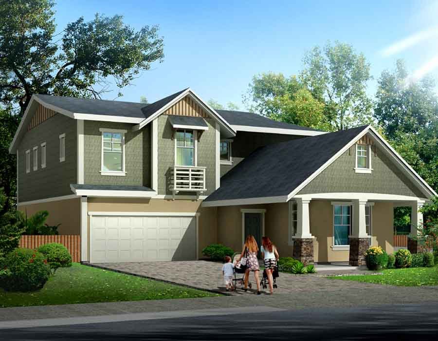 Exterior 3d perspective view of a house in San Diego, United States