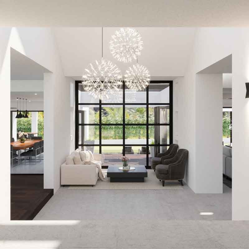 Luxury home corridor 3d rendering