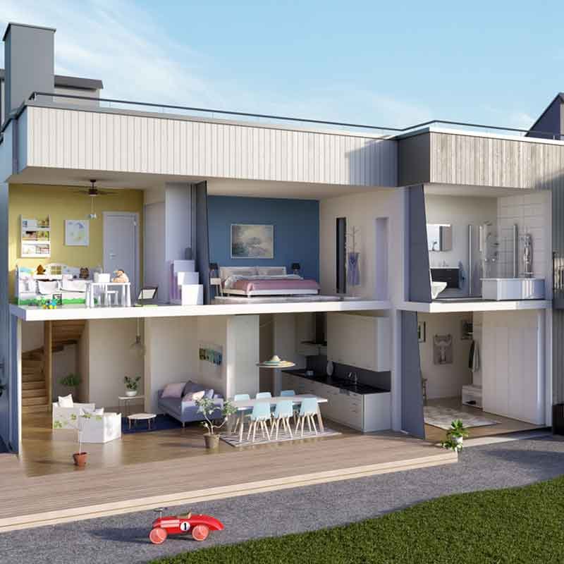 3D cross section rendering for a home in Brisbane, Australia